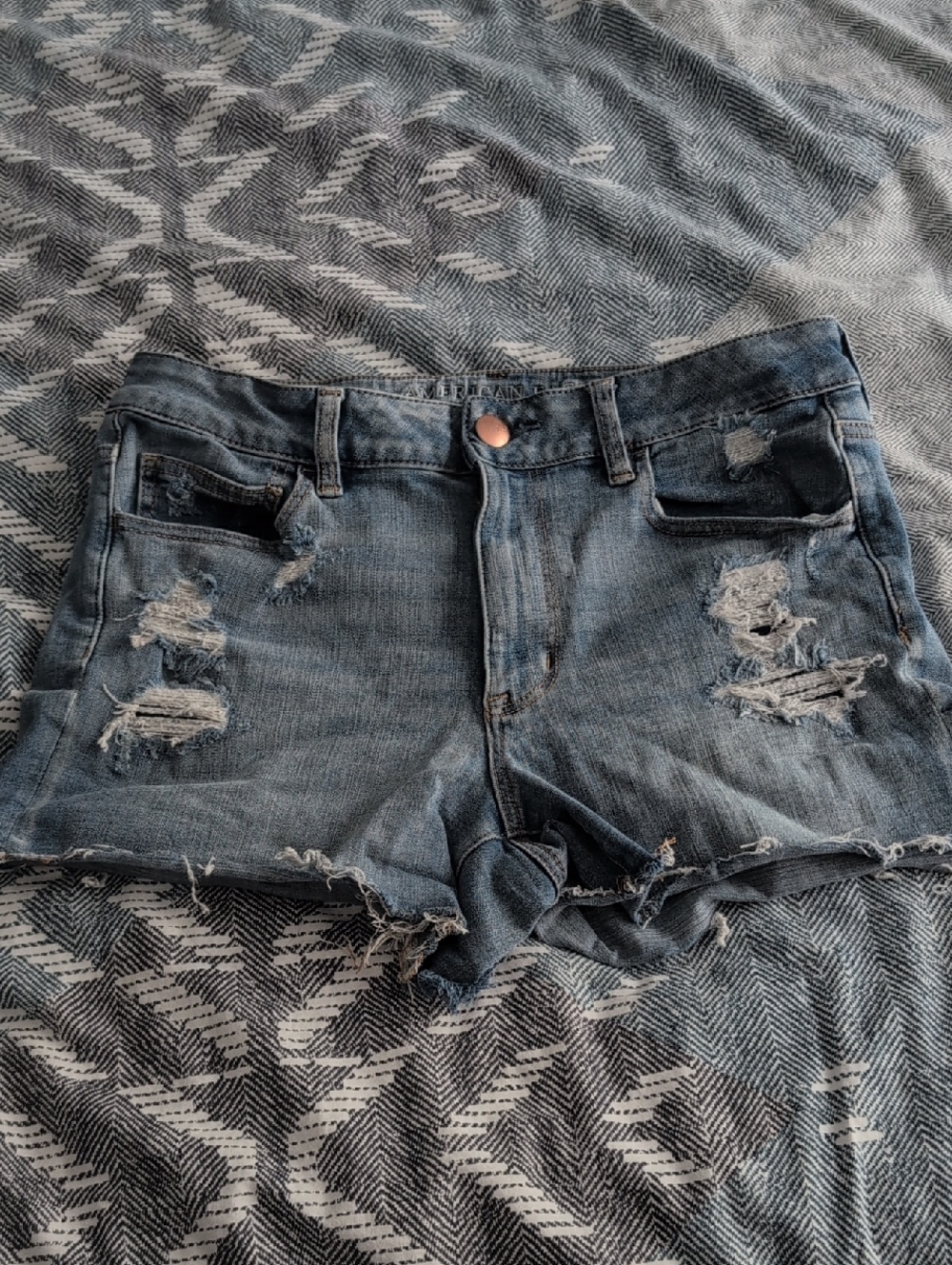 American Eagle Outfitters Distressed Light Blue Denim Shorts